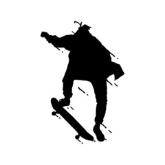 Wall Mural - Splash silhouette ollie trick skateboard vector