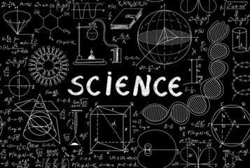 Wall Mural - scientific handwritten vector seamless pattern with the word 