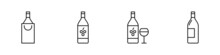 Conjunto De Iconos De Botella De Vino Y Copa