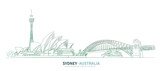 Fototapeta Londyn - Sydney cityscape line drawing vector. sketch style Australia landmark illustration 