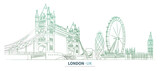 Fototapeta Londyn - London cityscape line drawing vector. sketch style United kingdom landmark illustration 