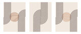 Fototapeta Boho - Set of boho modern minimalist abstract line art print with geometric shape.
