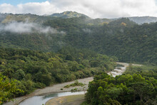 Dramatic Image Of River In The Caribbean Mountains Of The Dominican Republic.