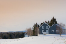 A Winter Countryside Landscape In The Province Of Quebec, Canada