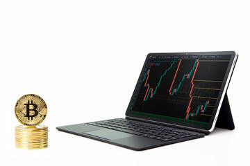 Bitcoin to Tablet Index , Exchange Trading Forex Finance Graphic Concept