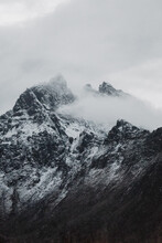 Snow-covered Mountain In Lofoten, Norway