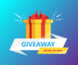 Giveaway, enter to win. Gift concept for winners. Social media post template for promotion design