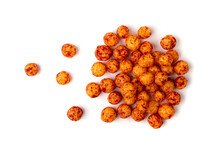 Red Corn Balls Isolated, Puffs With Spices