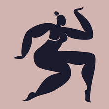 Dancing Silhouette Of A Woman Inspired By Matisse. Scissors Carved Female Figure In Motion. Vector Cut Out Illustration Isolated In Contemporary Trendy Style.
