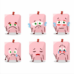 Sticker - Pink sticky note cartoon character with sad expression