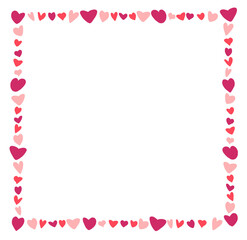 Wall Mural - Valentines Day frame Background. Red and rose hearts photo frame. Vector illustration