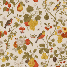 Harvest. Autumn Seamless Pattern. Fruit And Flowers. Vector Vintage Illustration