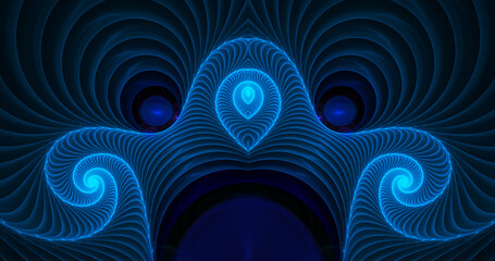 Wall Mural - Abstract amazing background from colorful blue swirl shapes. Fantasy light background. Generative art. 3d rendering.