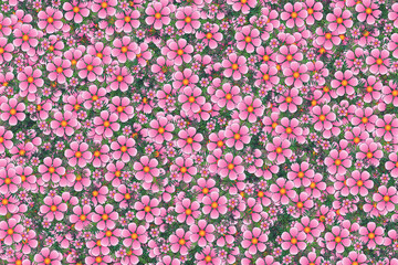 Wall Mural - Floral background illustration of a mass of pink spring blossom flowers