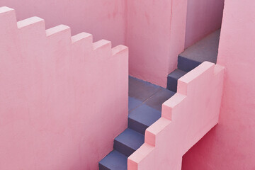 Picturesque geometric building stair detail. Calpe, Alicante