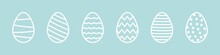 Easter Egg. Ornament Easter Eggs Set. Vector Outline Ornament Sign. Easter Icon Isolated On White Background.