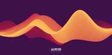 Sound Wave Visualiztion. 3D Orange Solid Waveform. Voice Sample Pattern.