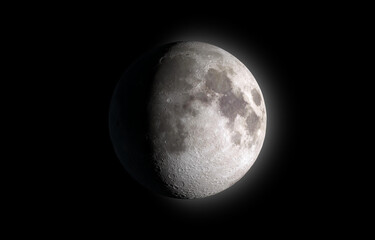 Wall Mural - moon glowing on black background. elements of this image furnished by nasa.