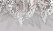 White Exotic Palm Leaves Background