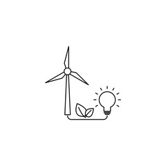 Wall Mural - green energy, renewable,  clean energy icon vector wind turbine and eco light bulb icon