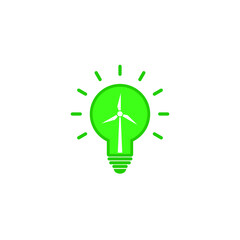 Wall Mural - green energy, renewable,  clean energy icon vector wind turbine and eco light bulb icon