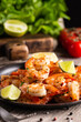 © Татьяна Медведцкая - Delicious sea food, grilled shrimps with lemon