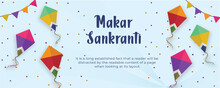 Happy Makar Sankranti Festival Modern Design Of Banner, Voucher, Coupons.  Holiday Background For Branding, Post, Invitation, Card, Or Flyer	