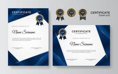 Wall Mural - Professional employee blue certificate design template