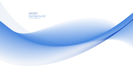 Wall Mural - Flowing blue curve shape with soft gradient vector abstract background, relaxing and tranquil art, can illustrate health medical or sound of music.