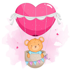 Wall Mural - Happy Valentines day, funny bear