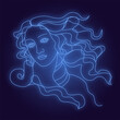 woman face with hair venus neon silhouette