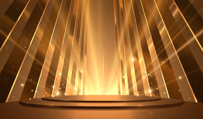 golden scene with light rays effect