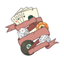 Gambling Emblem, Vector Illustration Isolated On White Background.
