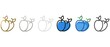 © Катерина S - Plum. Icon. Collection of plums in different styles. Contour pattern. Available in gold, silver, white, gray, black. Linear graphics. Doodles. Emblem, badge, silhouette. Vector