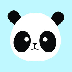 Wall Mural - the panda head in a cute illustration style. a collection of animal cartoons in a vector graphic. a funny element decoration in a flat drawing.