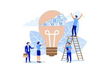 a group of people who invest in the idea, the concept of value, shopping flat vector illustration 