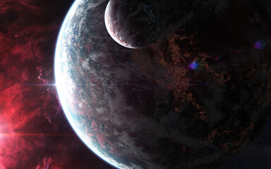 Wall Mural - inhabited planets in deep space. beautiful space landscape. science fiction. elements of this image 