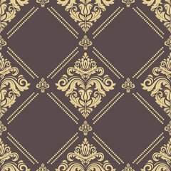 Wall Mural - Classic seamless pattern. Damask orient ornament. Classic vintage background. Orient golden ornament for fabric, wallpaper and packaging