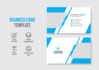 Cyan blue colorful business card design template, corporate business spa beauty real estate business card design vector illustration