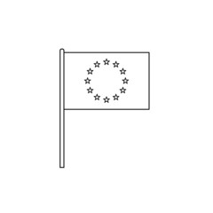 Black outline flag on of European Union. Thin line icon