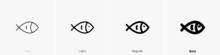 Fish Icon. Thin, Light Regular And Bold Style Design Isolated On White Background