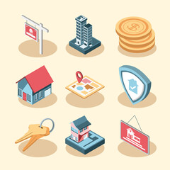 Canvas Print - real estate icons set