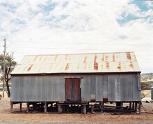 Horizontal Shot Of An Old Corrugated Iron Shed