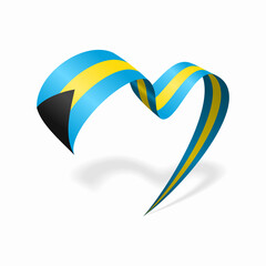 Canvas Print - Bahamian flag heart shaped ribbon. Vector illustration.