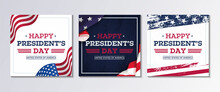 Presidents Day Background. Set Banner On Top Of American Flag. Vector Illustration.