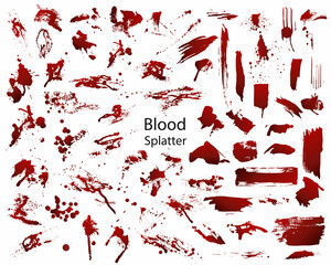 Fototapeta collection of different blood splatter or paint,halloween concept,ink splatter background isolated on white background