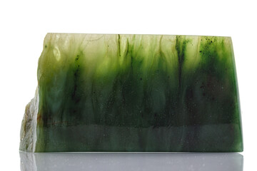 macro mineral stone nephrite on a white background