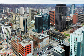 Wall Mural - Aerial view of Hamilton, Ontario, Canada downtown in late autumn