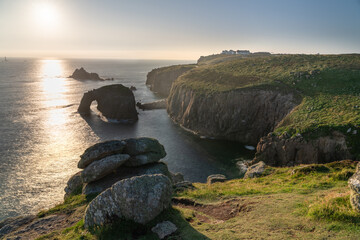 Sticker - Enys Dodman arch long near Land's End in Cornwall. United Kingdom