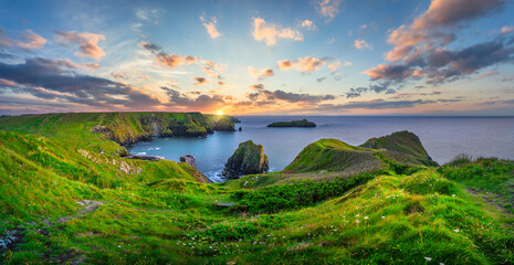 Canvas Print - Mullion Cove at sunset in Cornwall. United Kingdom